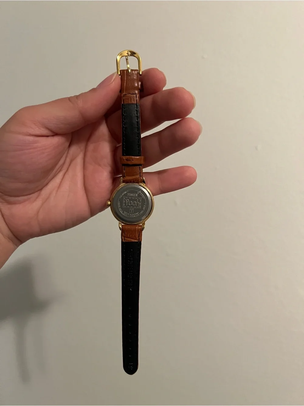 Timex Women's Brown Strap Winnie the Pooh Character Watch with Gold Case - EUC
